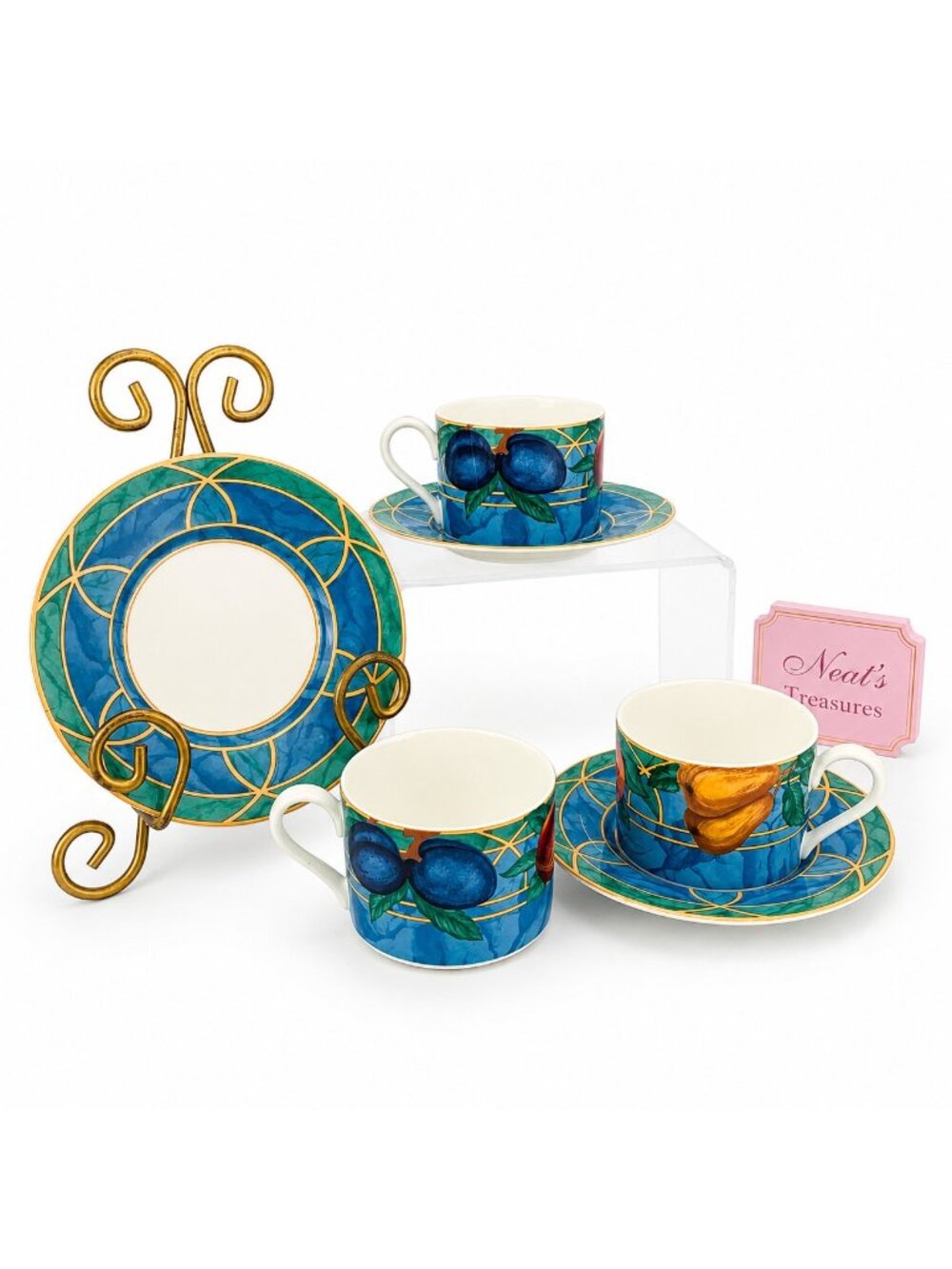 Victoria & Beale FORBIDDEN FRUIT Porcelain Colorful Fruit Cups And Saucer Set 3